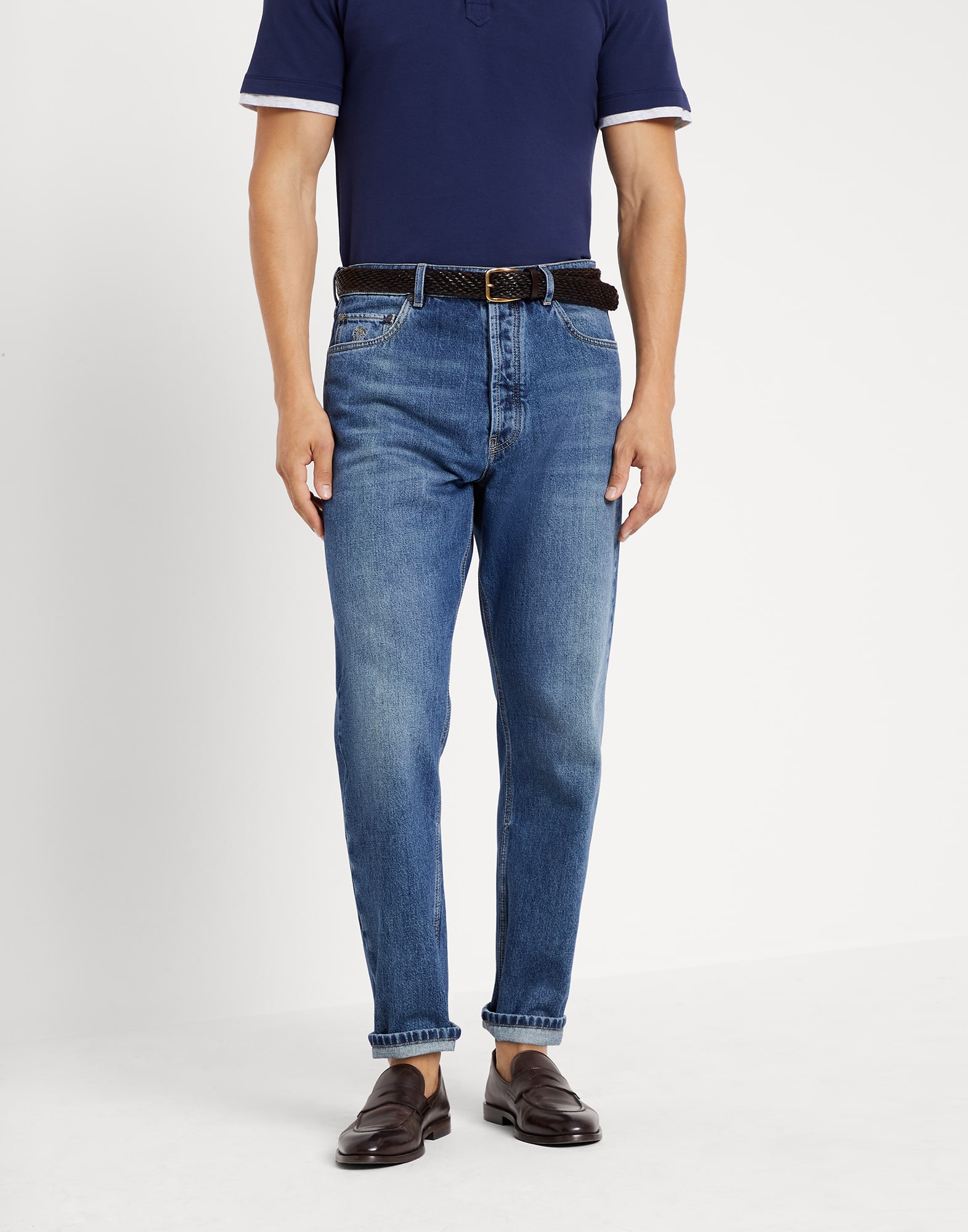 Denim iconic fit five-pocket trousers
