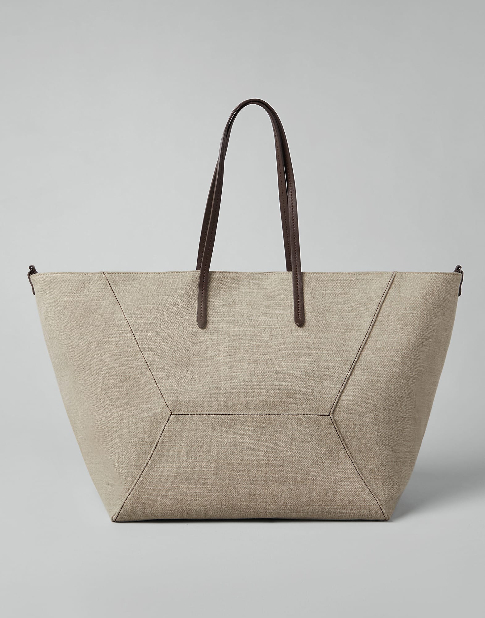 Cotton and linen canvas large shopper bag with monili