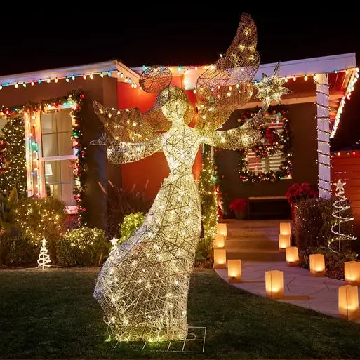 White LED Angel with Star Holiday Yard Decoration