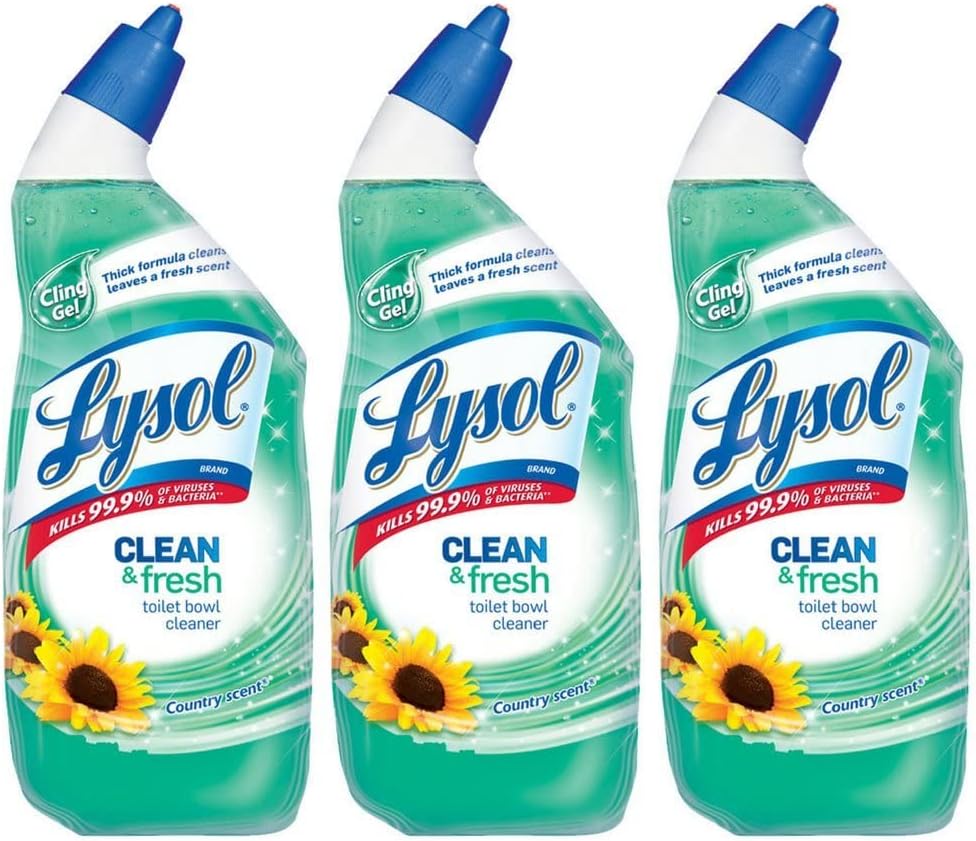 Lysol Cling Gel Toilet Bowl Cleaner, Country Scent, 24 Fl Oz (Pack of 3)
