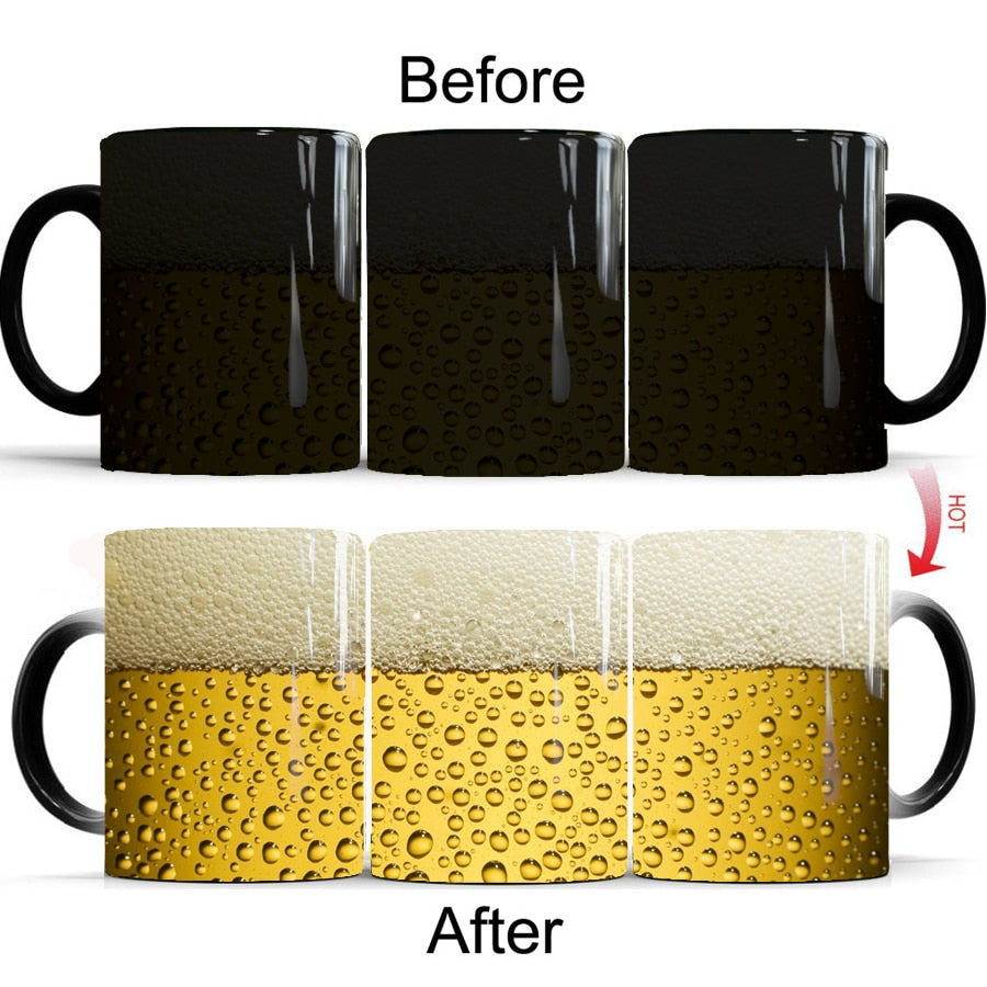 350ml Magic Heat Changing Coffee Mugs, Funny Ceramic Morning Coffee Mug Cup, 11oz Color Changing Heat Sensitive Coffee Tea Mug, Add Hot Liquid and Reveal Girl Butt, Comes in A Fun Gift Box (1Pcs)