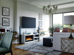 Bushwick Electric Fireplace TV Stand in White Oak- 1030FM-28-254