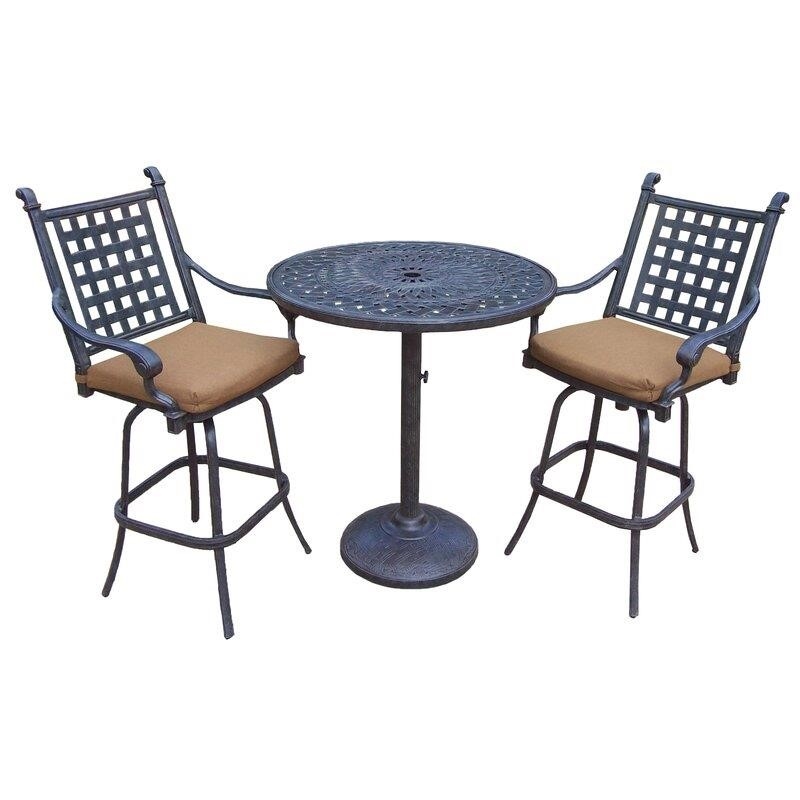 Vandyne Round 2 - Person 36'' Long Aluminum Bar Height Dining Set with Cushions