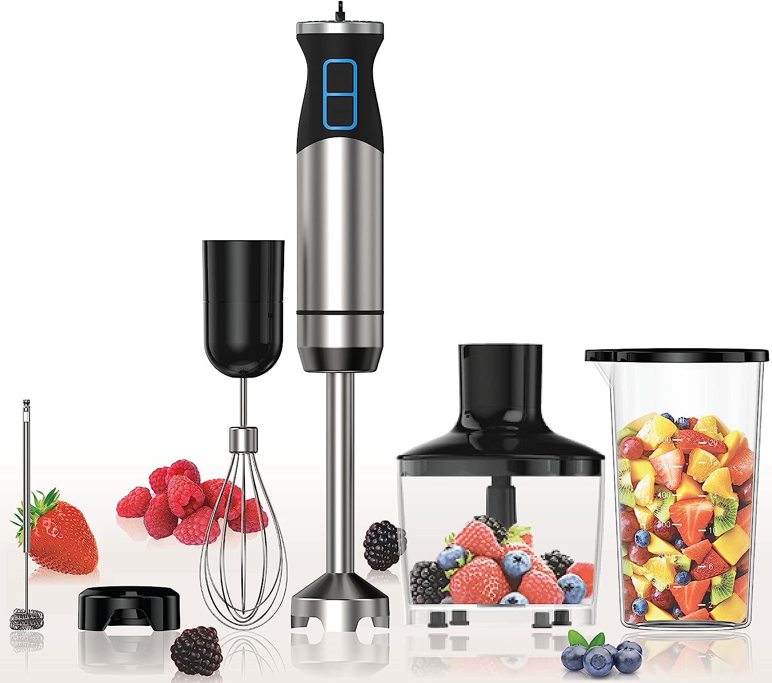 New 2023 Sofanci Immersion Electric Hand Held Stick Blender 3-in-1 Hand Blender 12-Speed with Turbo Mode 800W Full Copper Motor Titanium Stainless Steel Blades to Blend, Puree, Whisk & Froth