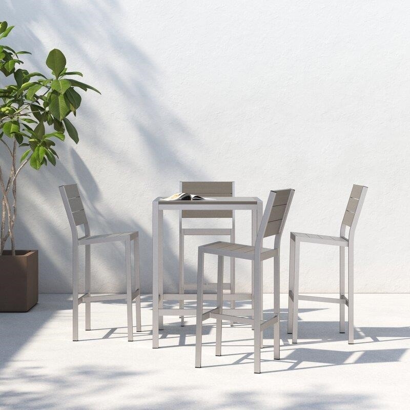 Jovie Square 4 - Person 28'' Long Aluminum Bar Height Dining Set