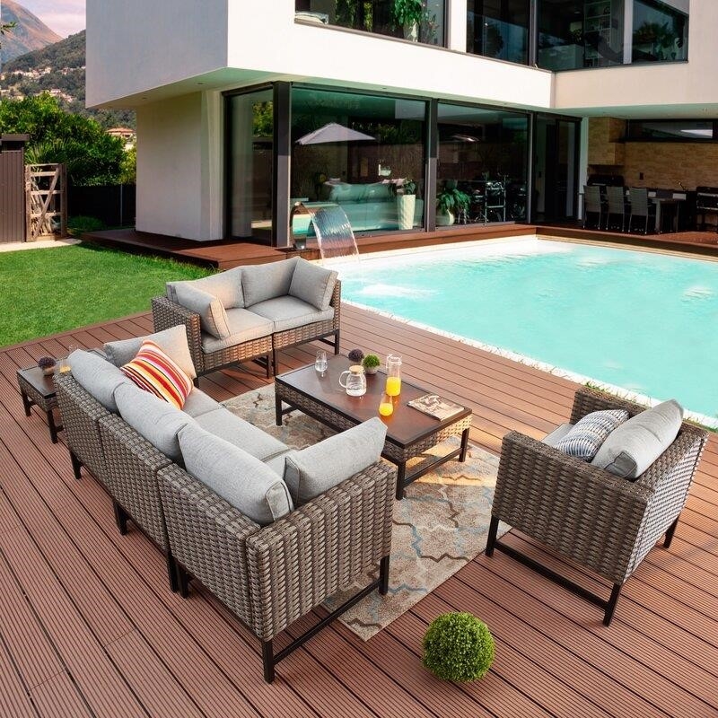 Affric Wicker/Rattan 6 - Person Seating Group with Cushions