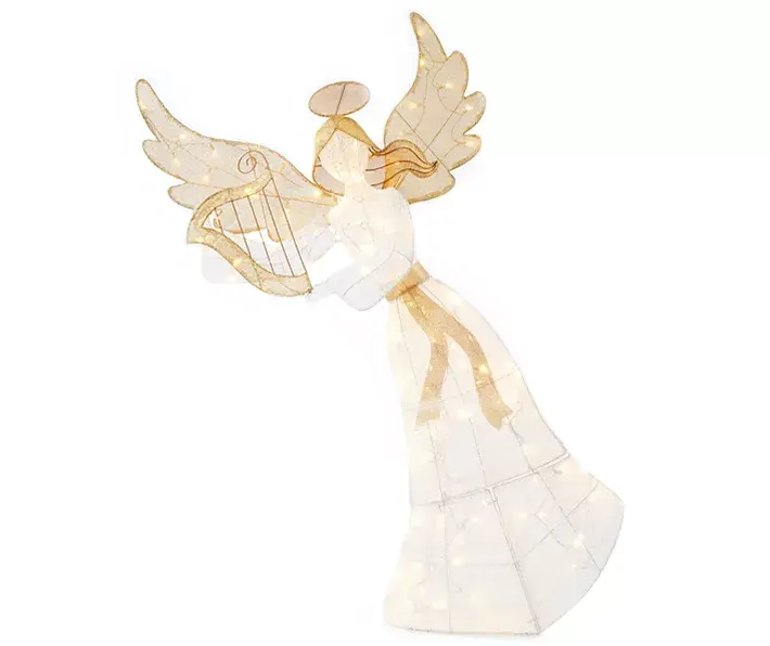 5' Light-Up Angel & Harp