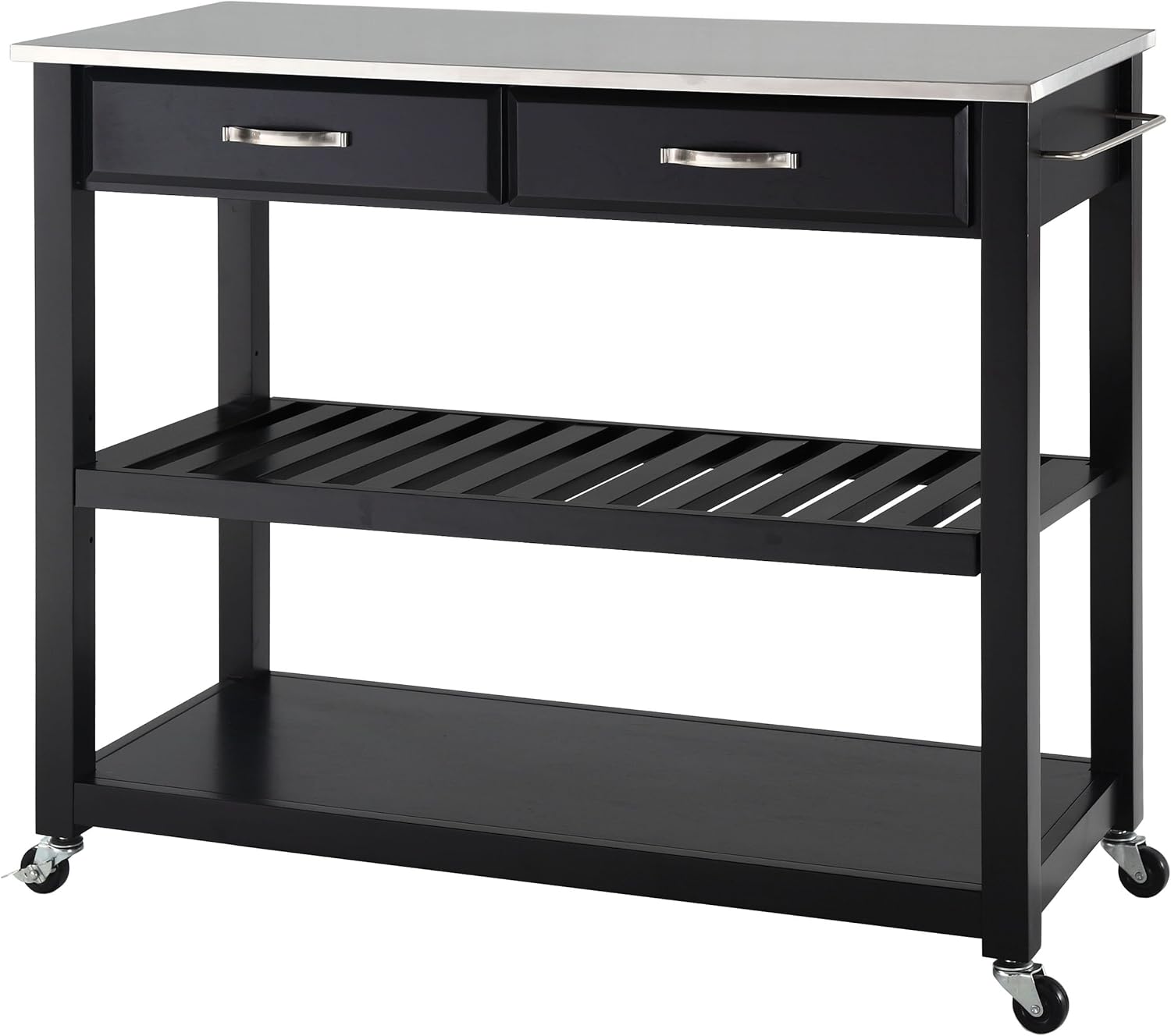 Crosley Furniture Portable Kitchen Cart with Stainless Steel Top - Black