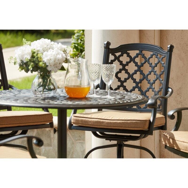 Waconia Round 4 - Person 42'' Long Aluminum Bar Height Dining Set with Cushions