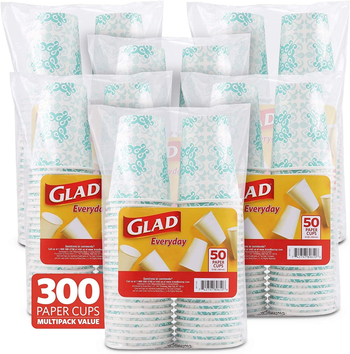Glad Square Disposable Paper Plates for All Occasions | Soak Proof, Cut Proof, Microwaveable Heavy Duty Disposable Plates | 8.5