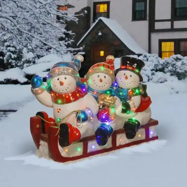 Sledding 3 Snowmen Christmas Decoration