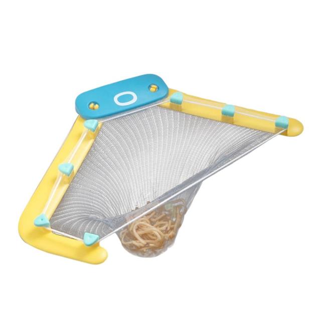 Kitchen Sink strainer, Cute Octopus Triangle Tri-Holder Filter, Sink Fine Net hanging Mesh Bag,Hanging Net Drain Basket sink garbage storage rack(1 Holder + 100 PCS Filter Bags+1Nano tape) (Yellow)