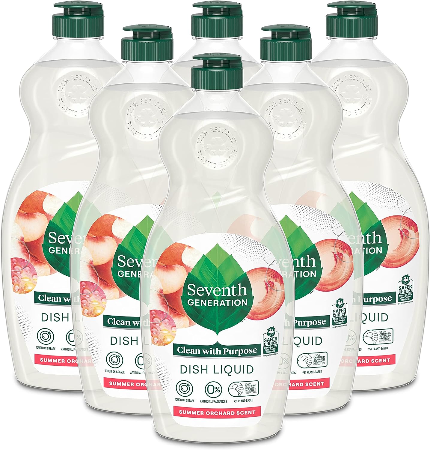 Seventh Generation Dish Soap Liquid, Fragrance Free, 19 oz, Pack of 6