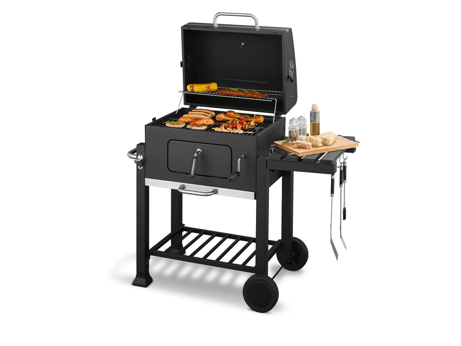 GRILLMEISTER comfort charcoal grill Toronto Click, with thermometer