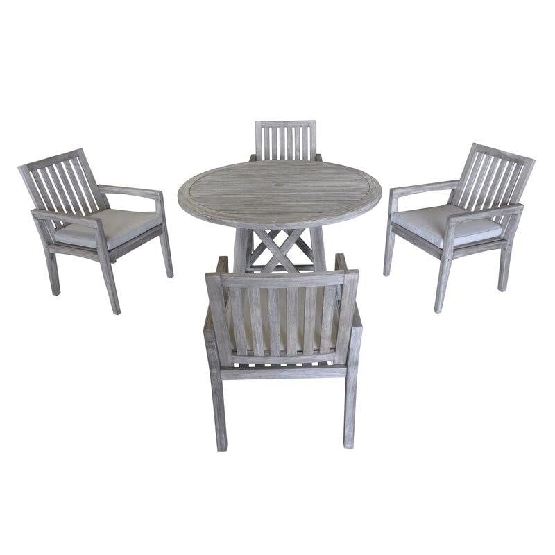Jessica Round 4 - Person 48'' Long Teak Dining Set with Cushions