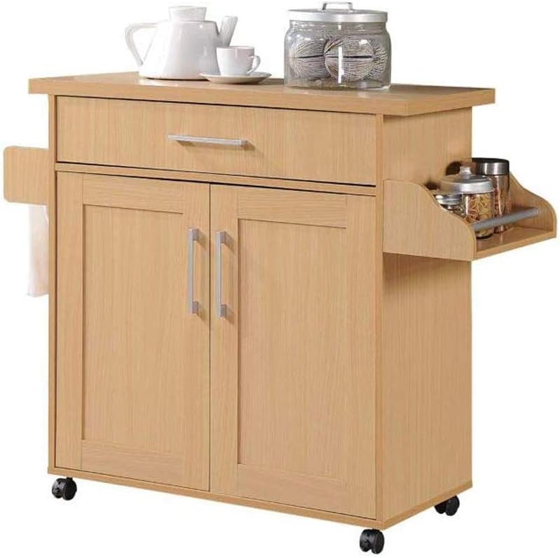 Hodedah Kitchen Island with Spice Rack