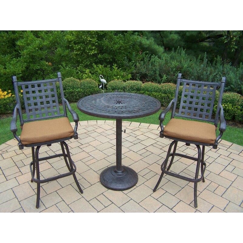 Vandyne Round 2 - Person 36'' Long Aluminum Bar Height Dining Set with Cushions