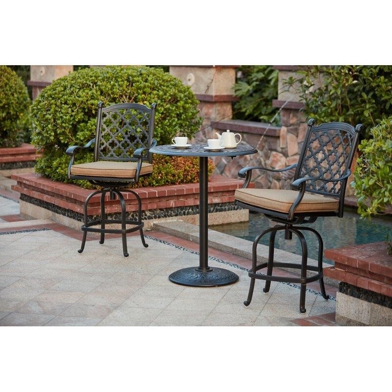 Waconia Round 2 - Person 30'' Long Aluminum Bar Height Dining Set with Cushions