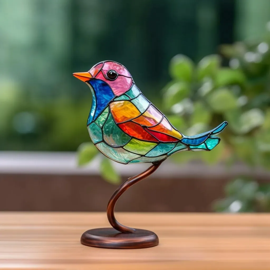 🔥LAST DAY 49% OFF🔥 Stained Birds on Branch Desktop Ornaments
