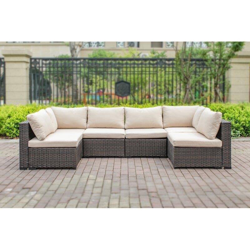 Holliston Wicker/Rattan 4 - Person Seating Group with Cushions