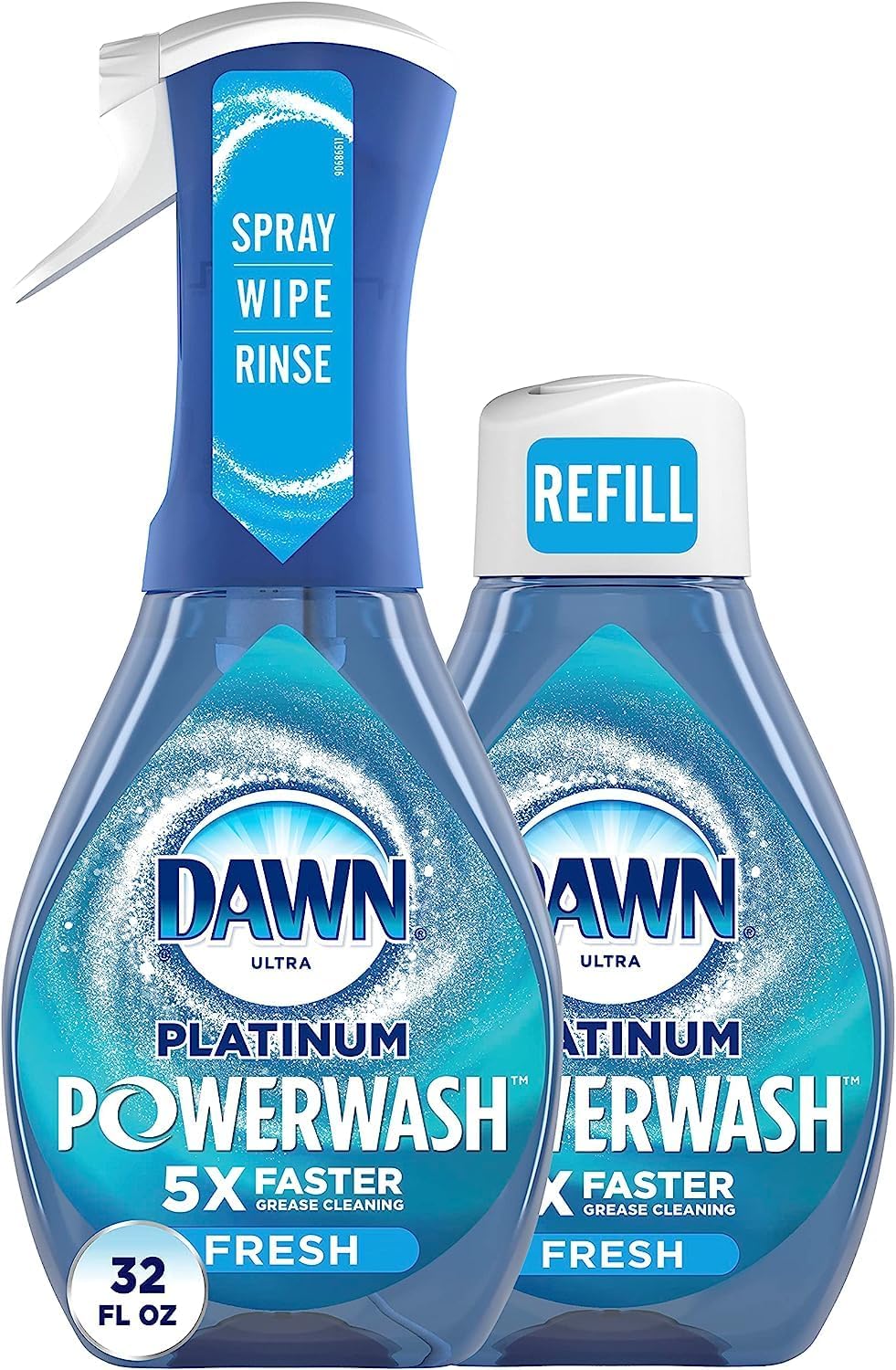 Dawn Powerwash Spray Starter Kit, Platinum Dish Soap, Fresh Scent, 1 Starter Kit + 1 Dawn Powerwash Refill, 16 fl oz each (Pack of 2)