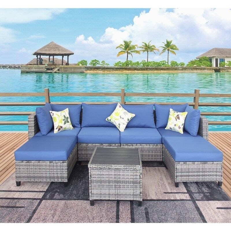 Chayden Wicker/Rattan 6 - Person Seating Group with Cushions