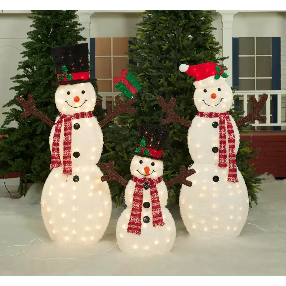 Led Snowman Family  Set Of 3