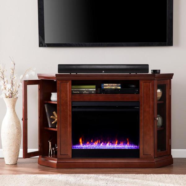 Denton Color Changing 48 in. Convertible Electric Fireplace TV Stand in Cherry