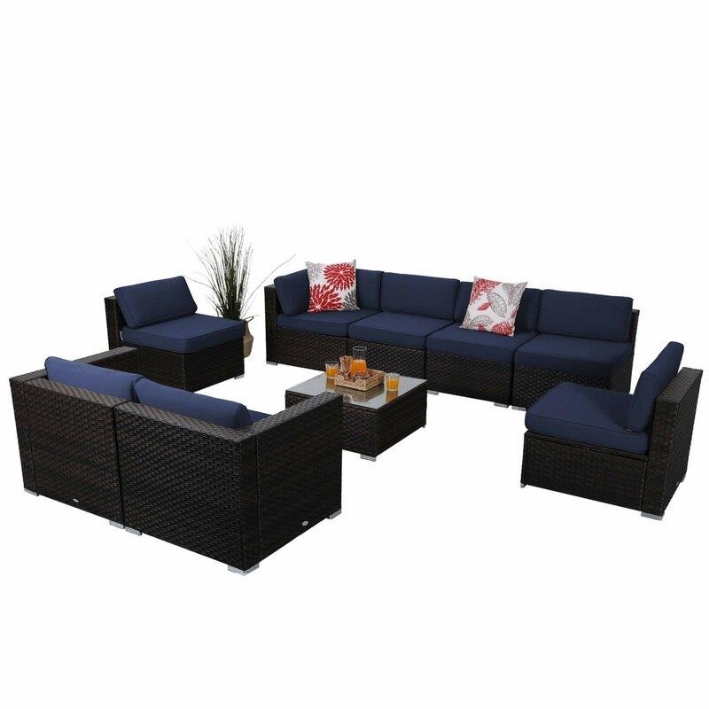 Marcellus Wicker/Rattan 8 - Person Seating Group with Cushions
