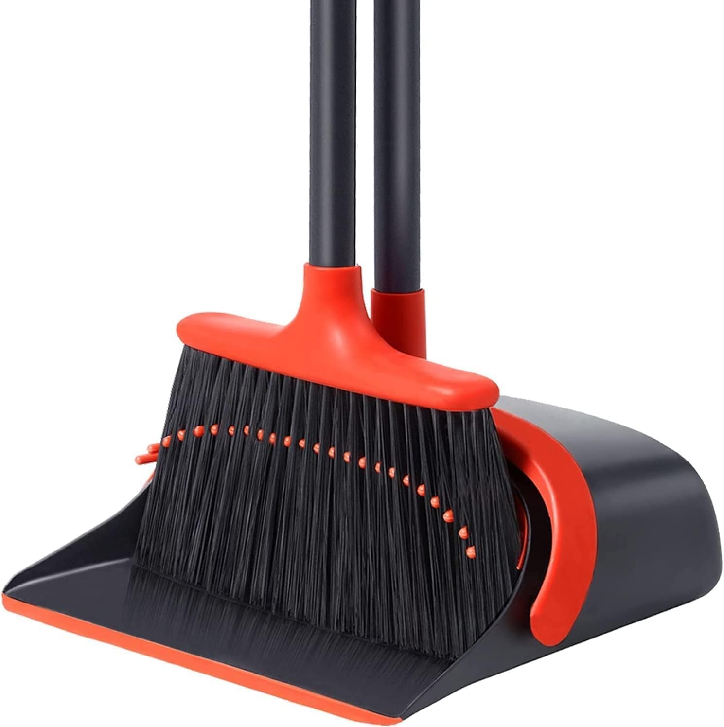 Broom with Dustpan Combo Set, Upgrade Broom and Dustpan Set for Home, 52'' Long Handle Broom and Dustpan Set, Standing Dustpan and Broom for Kitchen Office Lobby Floor
