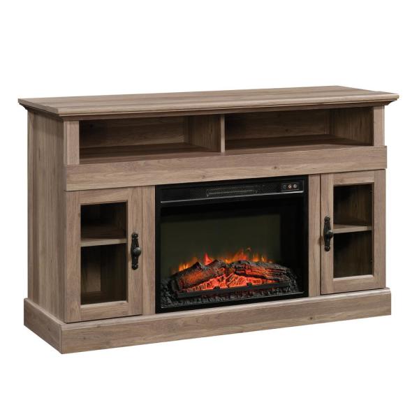 Barrister Lane 51 in. Salt Oak Particle Board TV Stand Fits TVs Up to 60 in. with Electric Fireplace