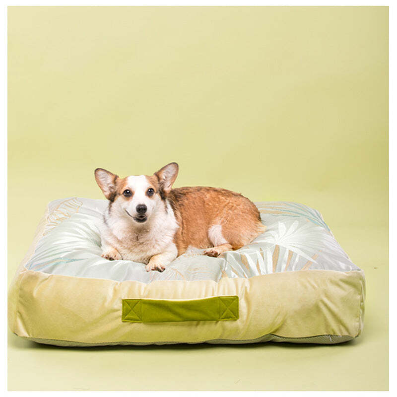 Bow Tie Pillow Ice Silk Velvet Square Cooling Dog Bed