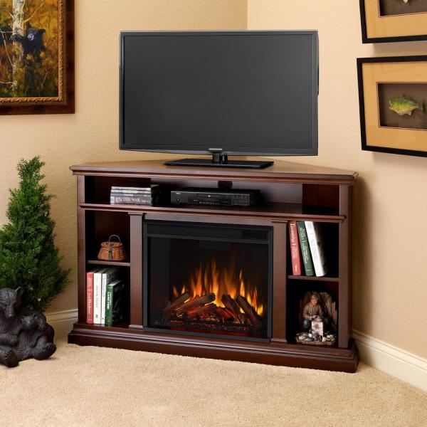 Churchill 51 in. Corner Media Console Electric Fireplace in Dark Espresso