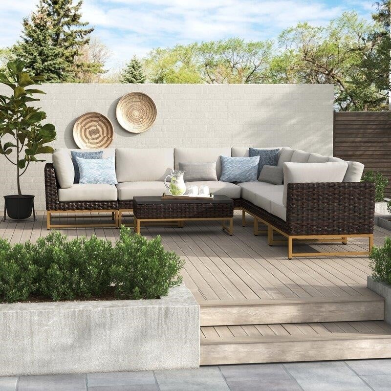 Consuelo All Weather Wicker/Rattan 7 - Person Seating Group with Cushions