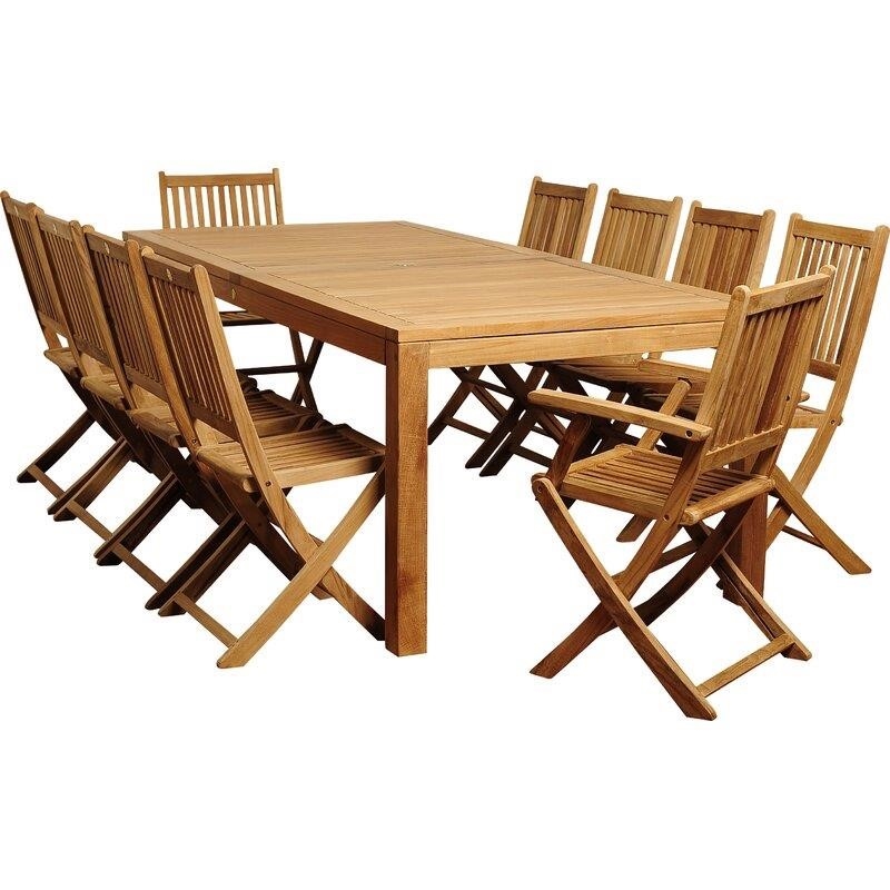 Decastro Rectangular 10 - Person 87'' Long Teak Dining Set
