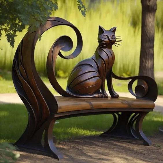 Buy 4 for $59  🔥Garden art iron cat benches