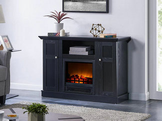 Barclay Electric Fireplace Media Cabinet in Black Oak
