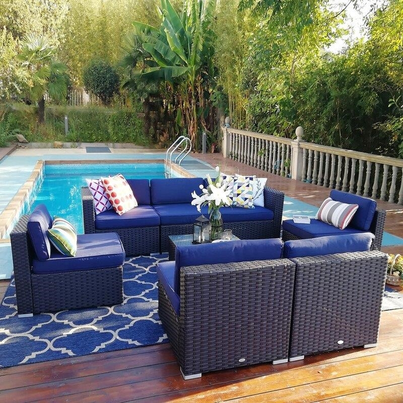 Soper Wicker/Rattan 7 - Person Seating Group with Cushions