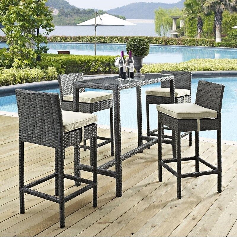 Tripp Rectangular 4 - Person 52'' Long Bar Height Dining Set with Cushions