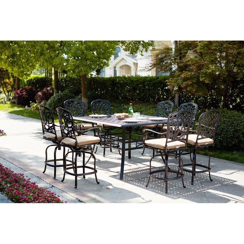 Battista Square 8 - Person 60'' Long Bar Height Dining Set with Cushions
