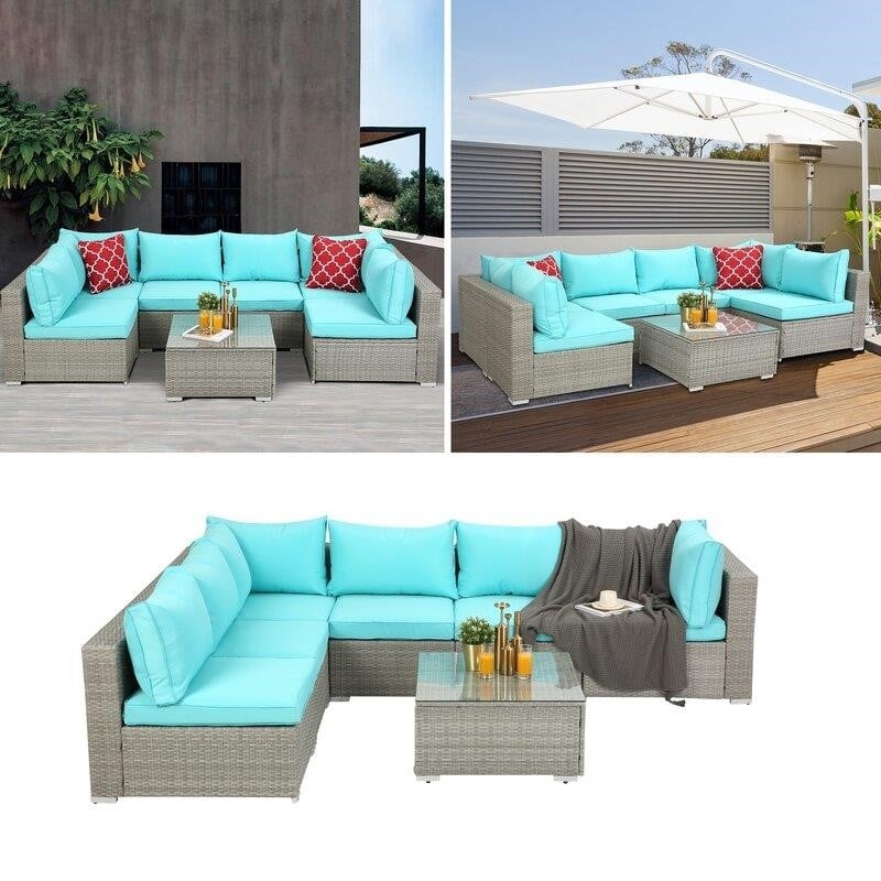 Polla Wicker/Rattan 4 - Person Seating Group with Cushions