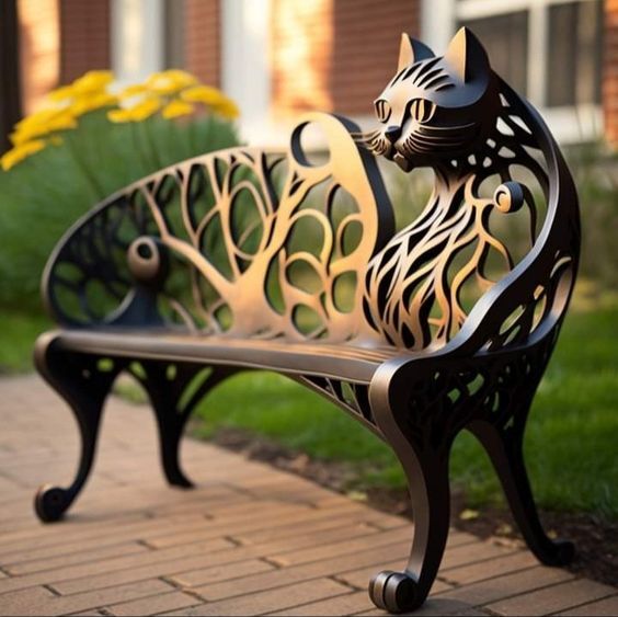 Buy 4 for $59  🔥Garden art iron cat benches
