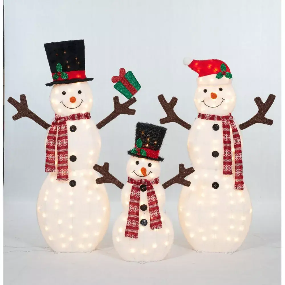 Led Snowman Family  Set Of 3