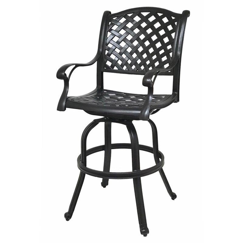 Wachtel Round 4 - Person 48'' Long Aluminum Bar Height Dining Set with Cushions