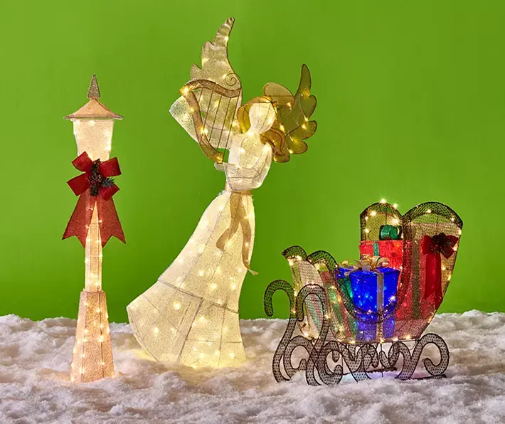 5' Light-Up Angel & Harp