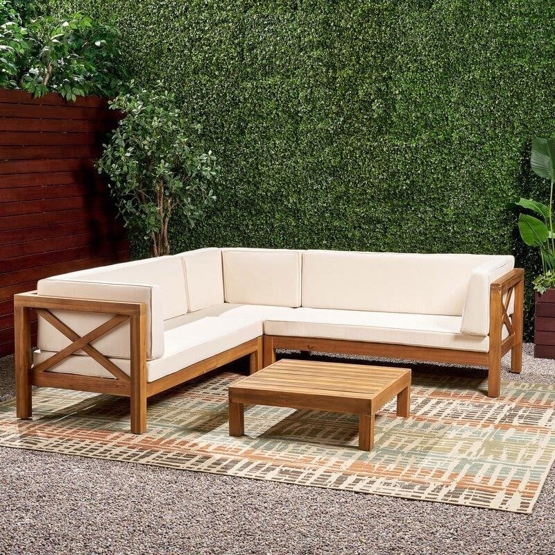 Ansel Solid Wood 5 - Person Seating Group with Cushions