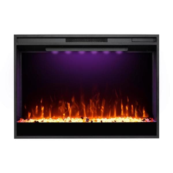 36 in. Wall-Mounted Glass Electric Fireplace TV Stand in Black