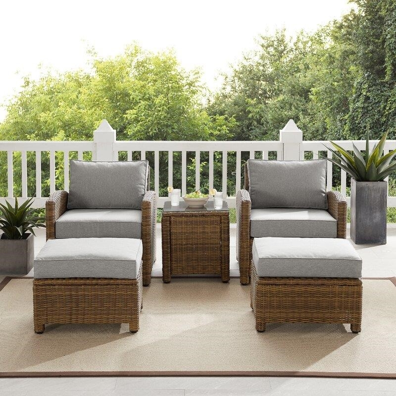 Kestner Wicker/Rattan 2 - Person Seating Group with Cushions