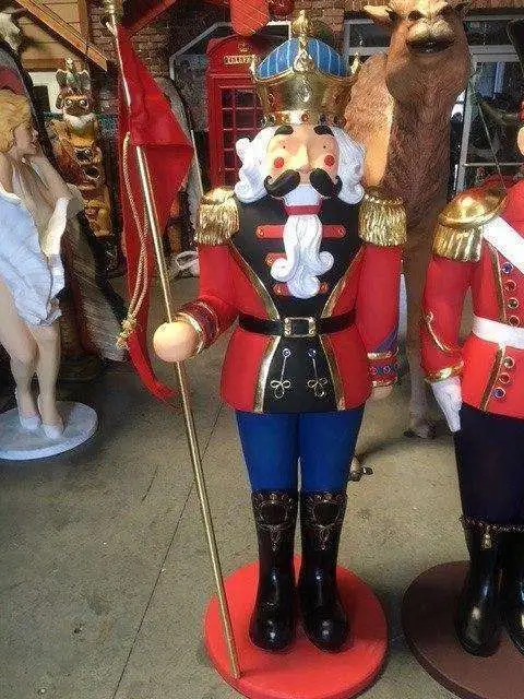 Nutcracker Soldier With Flag Life Size Christmas Statue