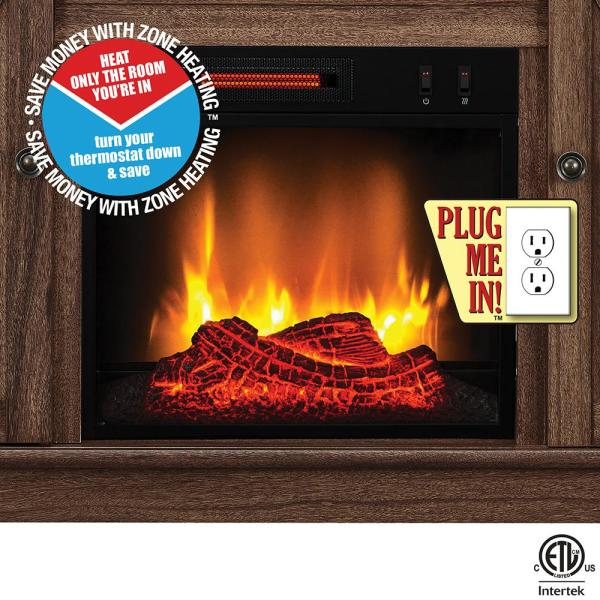 48in. Barn Wood Media Electric Fireplace in Rustic Barn Wood Brown